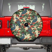 New Zealand Christmas Spare Tire Cover Romantic Tui Birds on Pohutukawa - Ivory LT7 - Polynesian Pride