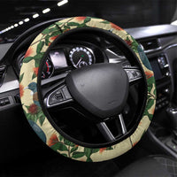New Zealand Christmas Steering Wheel Cover Romantic Tui Birds on Pohutukawa - Ivory LT7 Universal Fit Ivory - Polynesian Pride