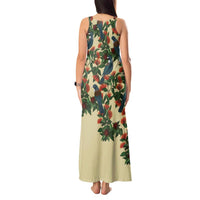 New Zealand Christmas Tank Maxi Dress Romantic Tui Birds on Pohutukawa - Ivory LT7 - Polynesian Pride