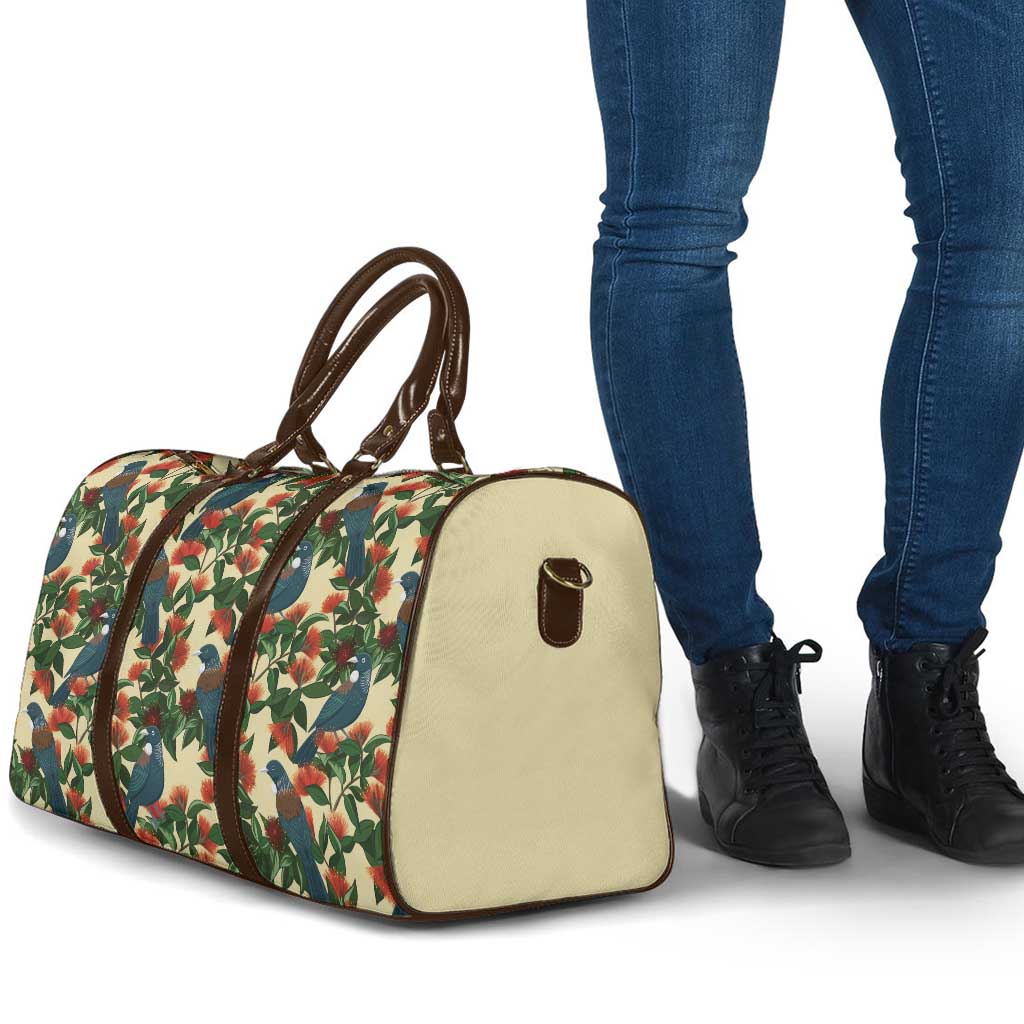 New Zealand Christmas Travel Bag Romantic Tui Birds on Pohutukawa - Ivory LT7 - Polynesian Pride