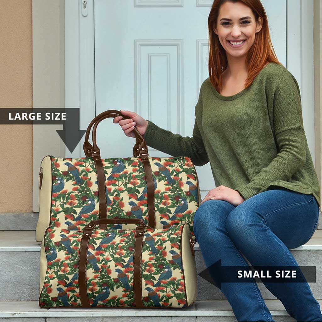 New Zealand Christmas Travel Bag Romantic Tui Birds on Pohutukawa - Ivory LT7 - Polynesian Pride