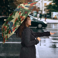 New Zealand Christmas Umbrella Romantic Tui Birds on Pohutukawa - Ivory - Polynesian Pride