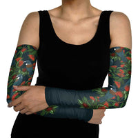 New Zealand Christmas Arm Sleeves Romantic Tui Birds on Pohutukawa - Cobalt LT7 - Polynesian Pride