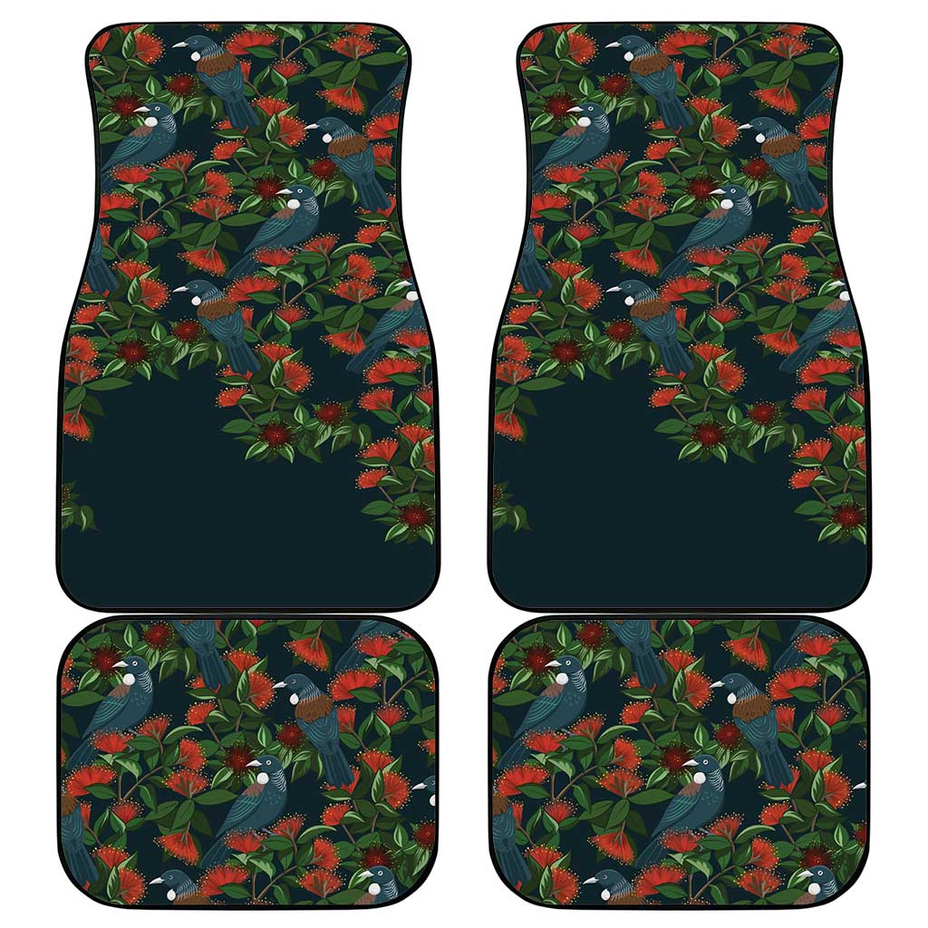 New Zealand Christmas Car Mats Romantic Tui Birds on Pohutukawa - Cobalt LT7 - Polynesian Pride