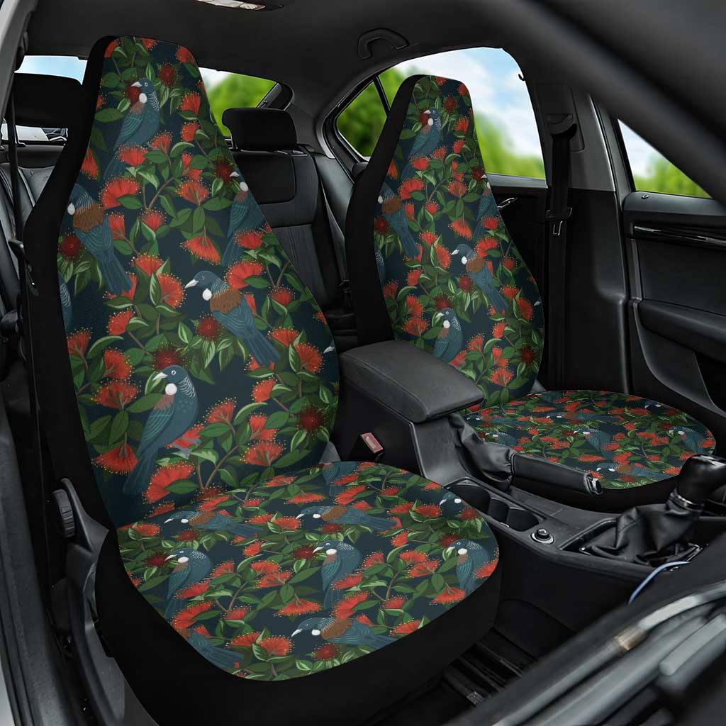 New Zealand Christmas Car Seat Cover Romantic Tui Birds on Pohutukawa - Cobalt LT7 One Size Cobalt - Polynesian Pride