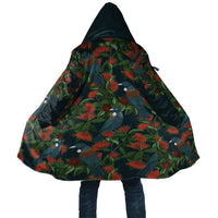 New Zealand Christmas Cloak Romantic Tui Birds on Pohutukawa - Cobalt - Polynesian Pride