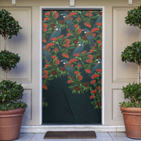 New Zealand Christmas Door Cover Romantic Tui Birds on Pohutukawa - Cobalt LT7 Cobalt - Polynesian Pride