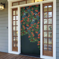New Zealand Christmas Door Cover Romantic Tui Birds on Pohutukawa - Cobalt LT7 - Polynesian Pride