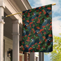 New Zealand Christmas Garden Flag Romantic Tui Birds on Pohutukawa - Cobalt LT7 House Flag Cobalt - Polynesian Pride