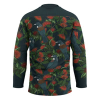 New Zealand Christmas Hockey Jersey Romantic Tui Birds on Pohutukawa - Cobalt LT7 - Polynesian Pride