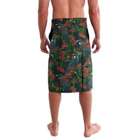 New Zealand Christmas Lavalava Romantic Tui Birds on Pohutukawa - Cobalt - Polynesian Pride