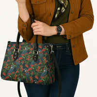 New Zealand Christmas Leather Bag Romantic Tui Birds on Pohutukawa - Cobalt - Polynesian Pride