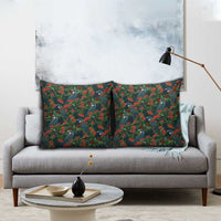 New Zealand Christmas Pillow Cover Romantic Tui Birds on Pohutukawa - Cobalt LT7 - Polynesian Pride