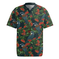 New Zealand Christmas Rugby Jersey Romantic Tui Birds on Pohutukawa - Cobalt LT7 Cobalt - Polynesian Pride