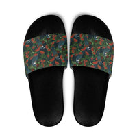 New Zealand Christmas Slide Sandals Romantic Tui Birds on Pohutukawa - Cobalt LT7 Cobalt - Polynesian Pride