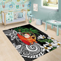 Polynesian Area Rug Tropical Santa - Plumeria Black Vintage LT7 - Polynesian Pride