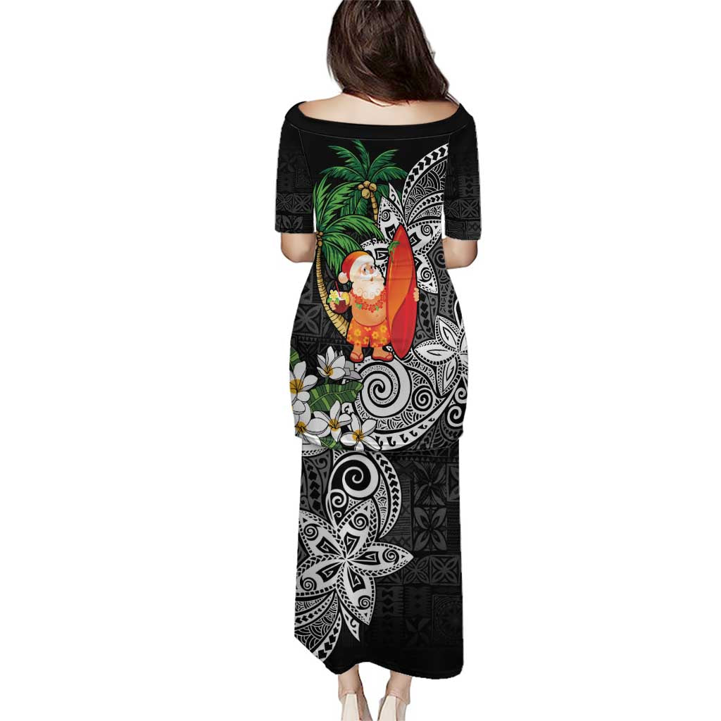 Polynesian Puletasi Tropical Santa - Plumeria Black Vintage LT7 - Polynesian Pride