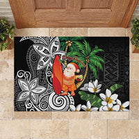 Polynesian Rubber Doormat Tropical Santa - Plumeria Black Vintage LT7 Black - Polynesian Pride