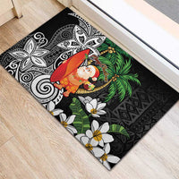 Polynesian Rubber Doormat Tropical Santa - Plumeria Black Vintage LT7 - Polynesian Pride