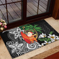 Polynesian Rubber Doormat Tropical Santa - Plumeria Black Vintage LT7 - Polynesian Pride