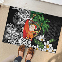 Polynesian Rubber Doormat Tropical Santa - Plumeria Black Vintage LT7 - Polynesian Pride