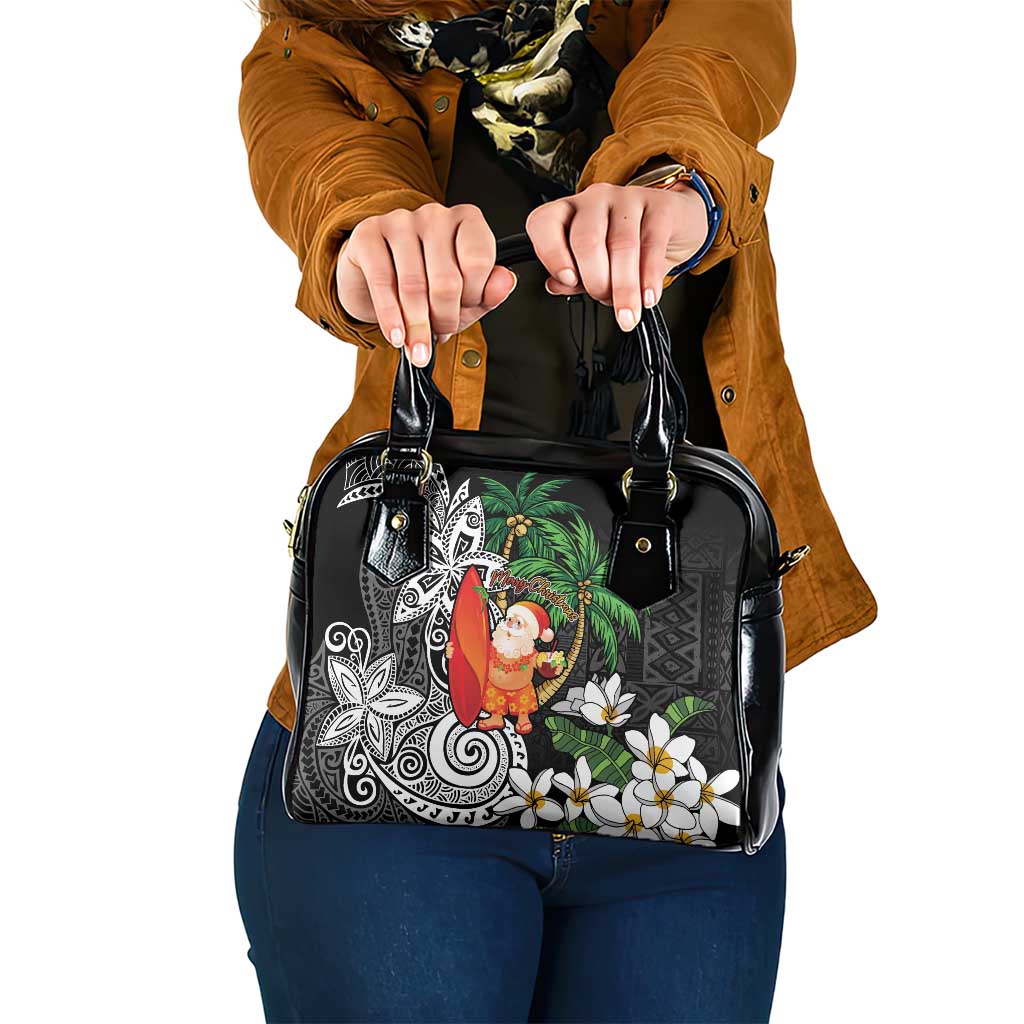 Polynesian Shoulder Handbag Tropical Santa - Plumeria Black Vintage LT7 One Size Black - Polynesian Pride