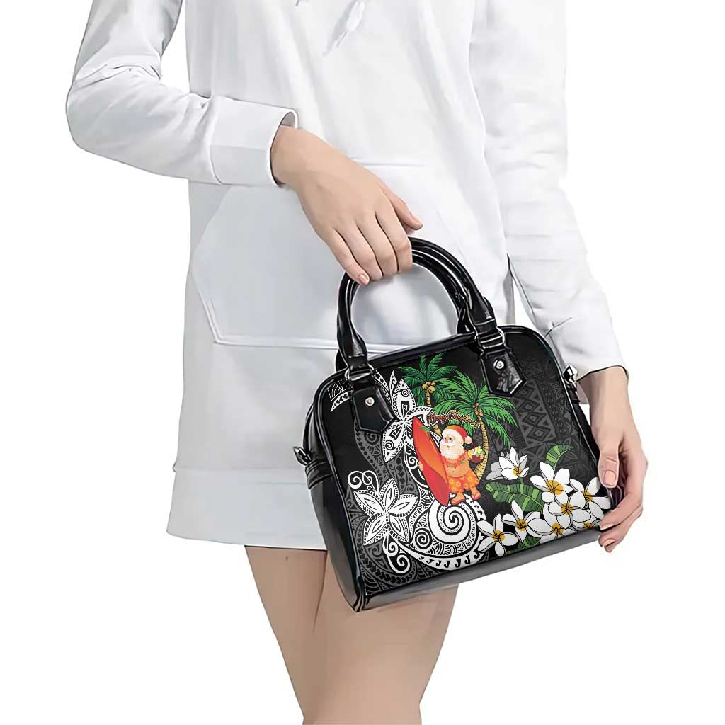 Polynesian Shoulder Handbag Tropical Santa - Plumeria Black Vintage LT7 - Polynesian Pride