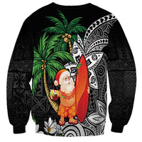 Polynesian Sweatshirt Tropical Santa - Plumeria Black Vintage