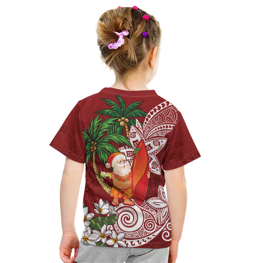 Polynesian Kid T Shirt Tropical Santa - Plumeria Red Vintage LT7 - Polynesian Pride