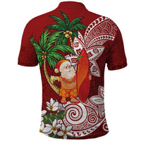 Polynesian Polo Shirt Tropical Santa - Plumeria Red Vintage LT7 - Polynesian Pride