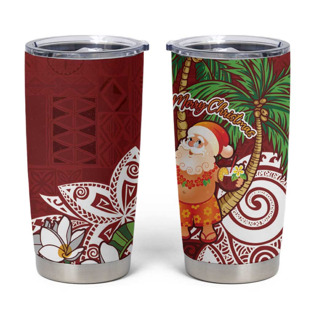 Polynesian Tumbler Cup Tropical Santa - Plumeria Red Vintage LT7 Red - Polynesian Pride