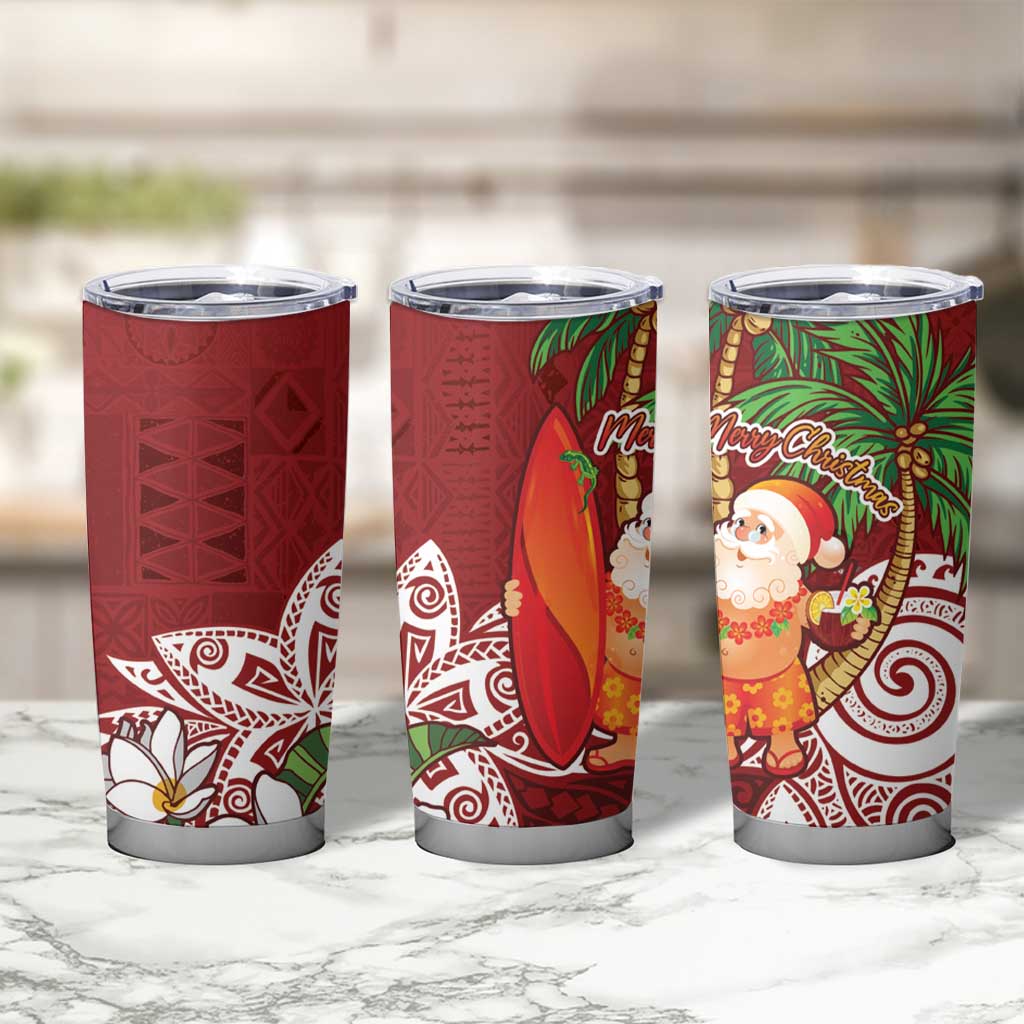 Polynesian Tumbler Cup Tropical Santa - Plumeria Red Vintage LT7 - Polynesian Pride