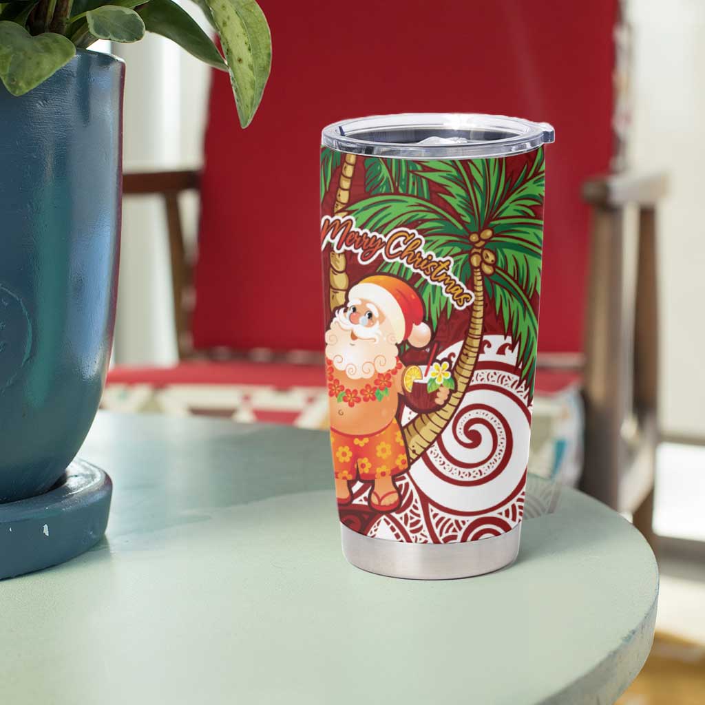 Polynesian Tumbler Cup Tropical Santa - Plumeria Red Vintage LT7 - Polynesian Pride
