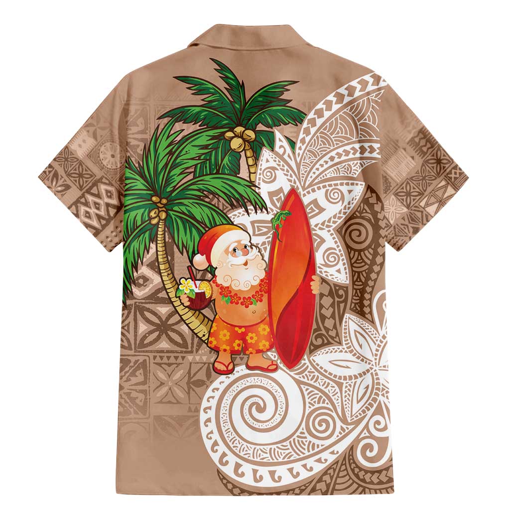 Polynesian Family Matching Mermaid Dress and Hawaiian Shirt Tropical Santa - Plumeria Beige Vintage LT7 - Polynesian Pride