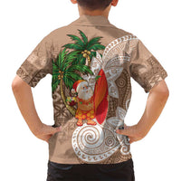 Polynesian Family Matching Puletasi and Hawaiian Shirt Tropical Santa - Plumeria Beige Vintage LT7 - Polynesian Pride