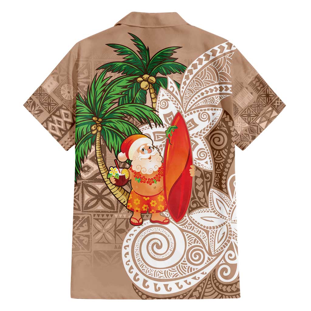 Polynesian Family Matching Puletasi and Hawaiian Shirt Tropical Santa - Plumeria Beige Vintage LT7 - Polynesian Pride