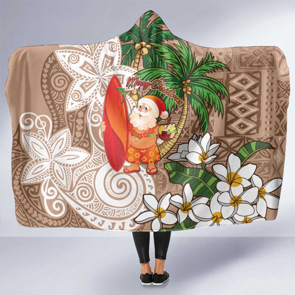 Polynesian Hooded Blanket Tropical Santa - Plumeria Beige Vintage LT7 One Size Beige - Polynesian Pride