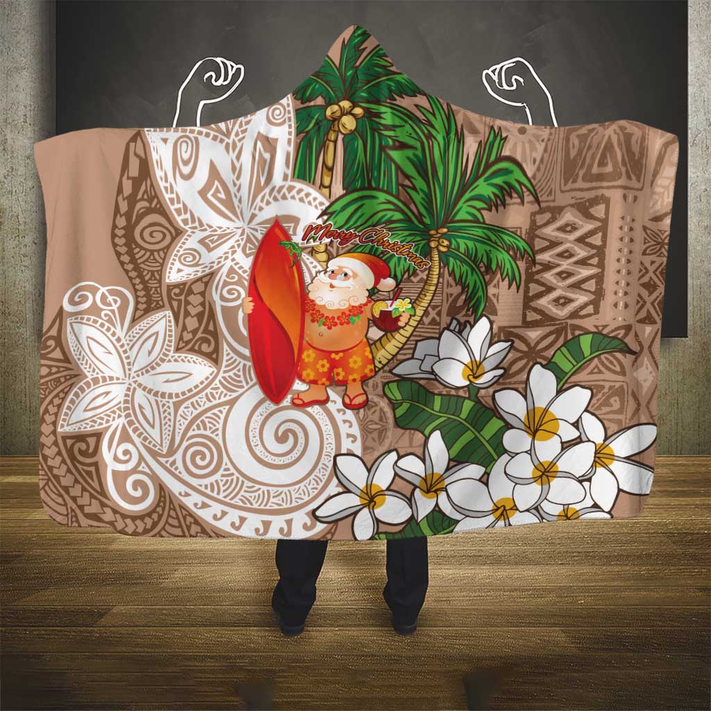 Polynesian Hooded Blanket Tropical Santa - Plumeria Beige Vintage LT7 - Polynesian Pride