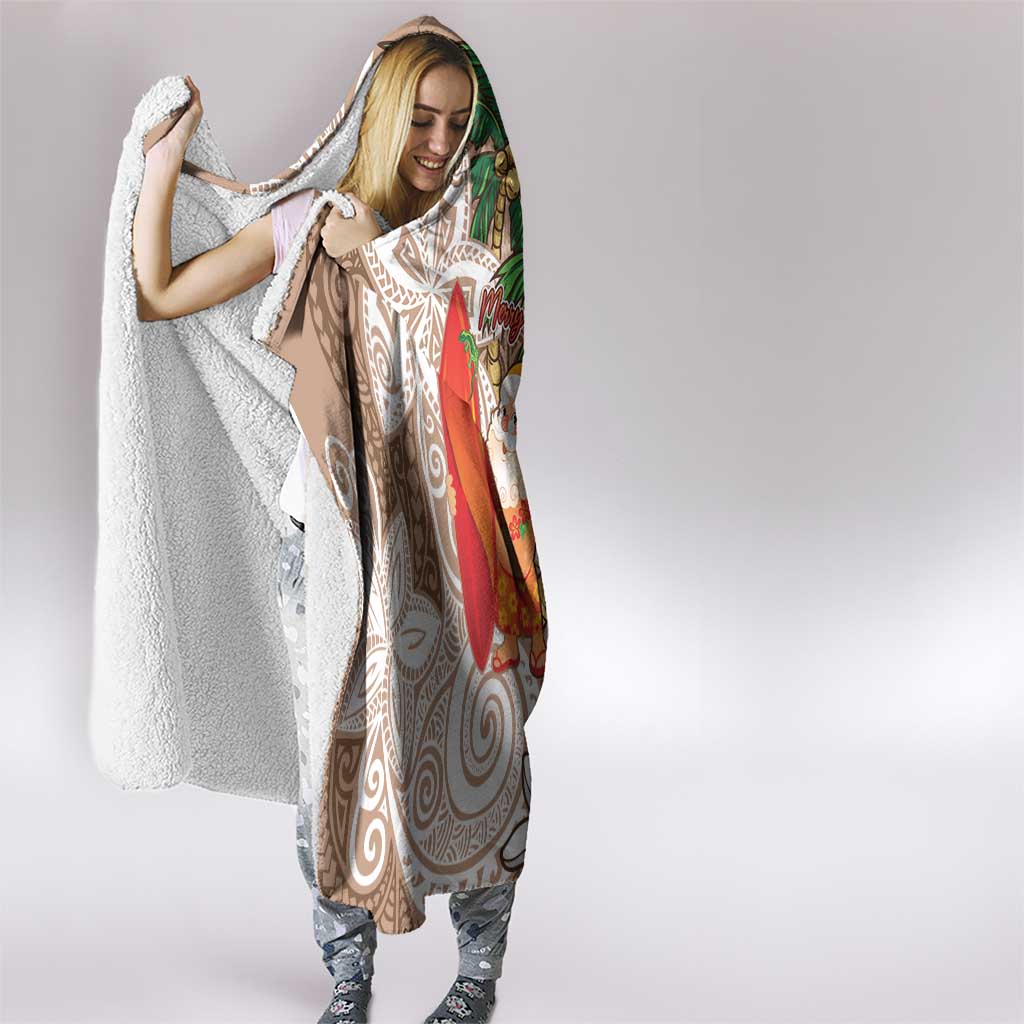 Polynesian Hooded Blanket Tropical Santa - Plumeria Beige Vintage LT7 - Polynesian Pride