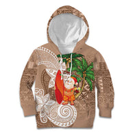 Polynesian Kid Hoodie Tropical Santa - Plumeria Beige Vintage LT7 Hoodie Beige - Polynesian Pride