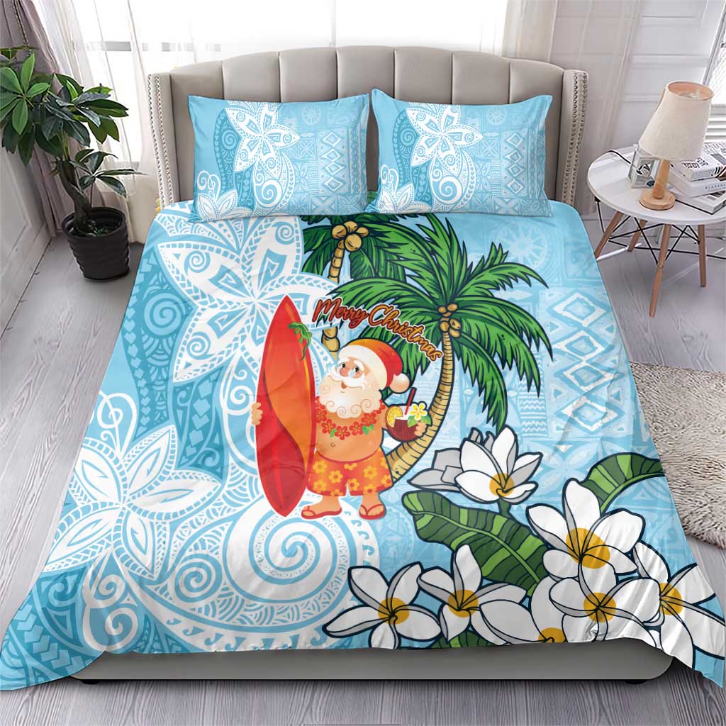 Polynesian Bedding Set Tropical Santa - Plumeria Turquoise Vintage LT7 - Polynesian Pride