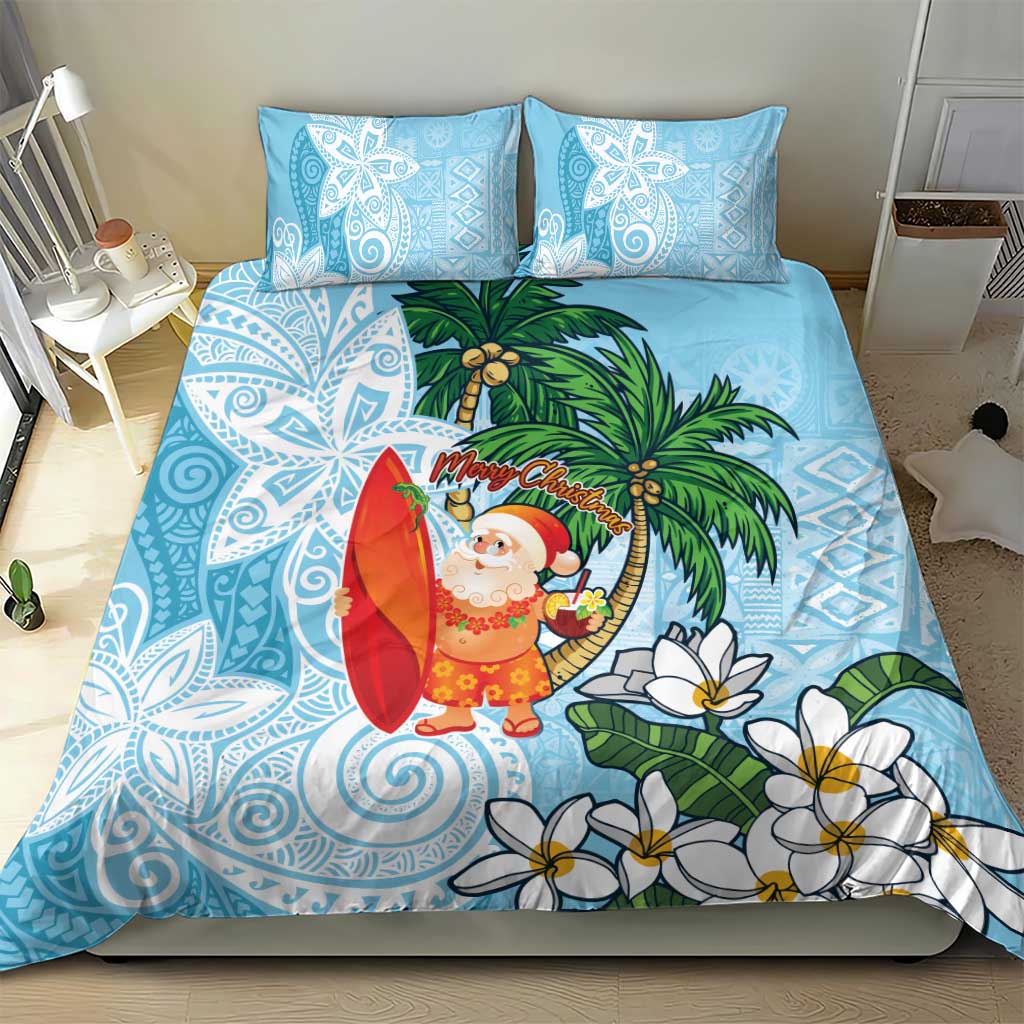 Polynesian Bedding Set Tropical Santa - Plumeria Turquoise Vintage LT7 - Polynesian Pride