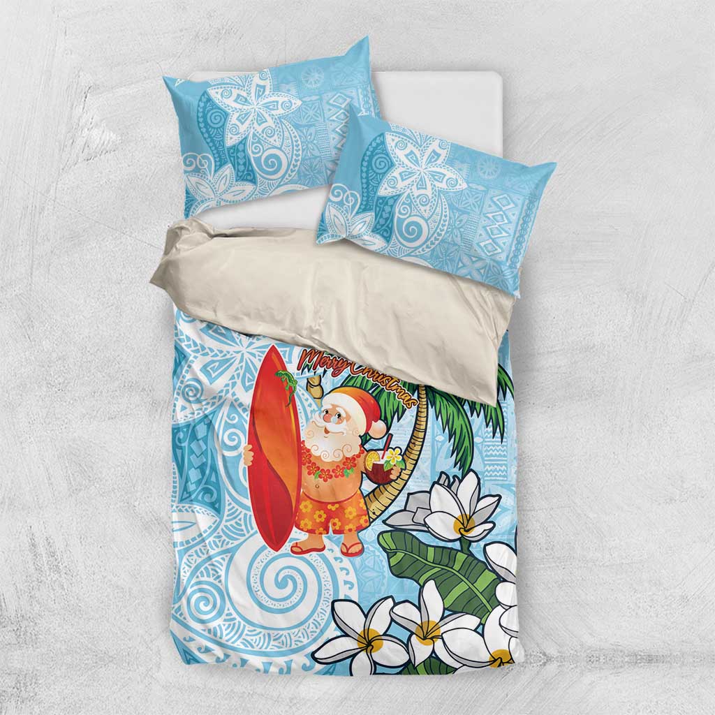 Polynesian Bedding Set Tropical Santa - Plumeria Turquoise Vintage LT7 US Twin 172cm x 218cm Turquoise - Polynesian Pride