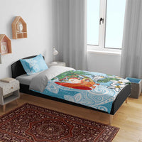 Polynesian Bedding Set Tropical Santa - Plumeria Turquoise Vintage LT7 - Polynesian Pride