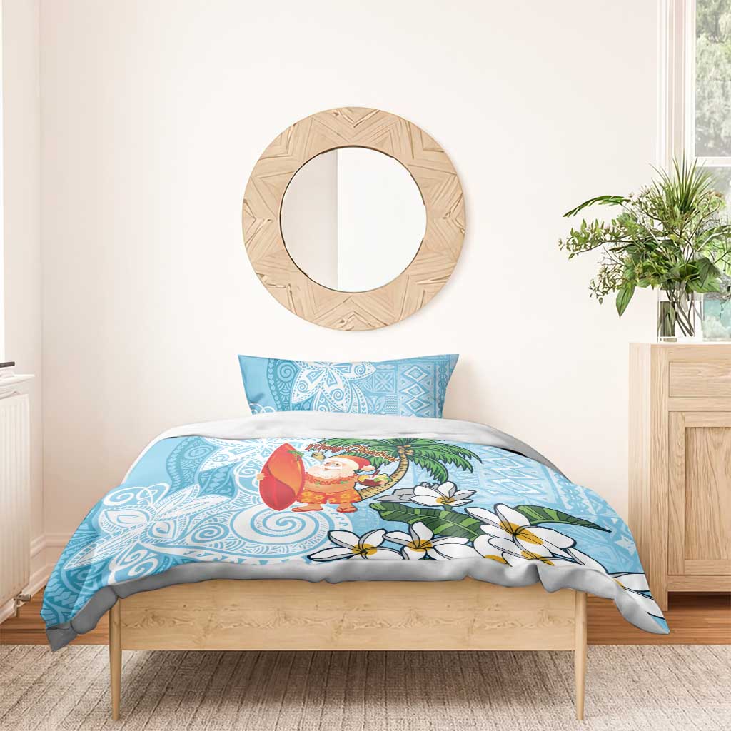 Polynesian Bedding Set Tropical Santa - Plumeria Turquoise Vintage LT7 - Polynesian Pride