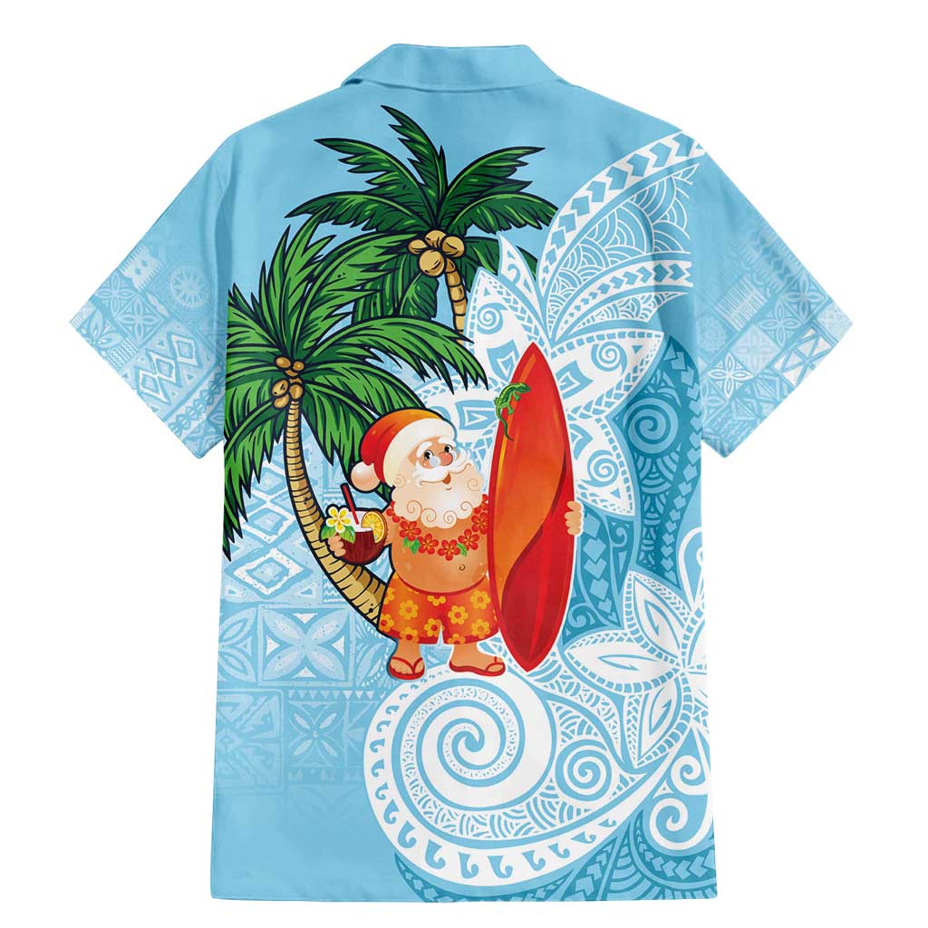Polynesian Family Matching Mermaid Dress and Hawaiian Shirt Tropical Santa - Plumeria Turquoise Vintage LT7 - Polynesian Pride