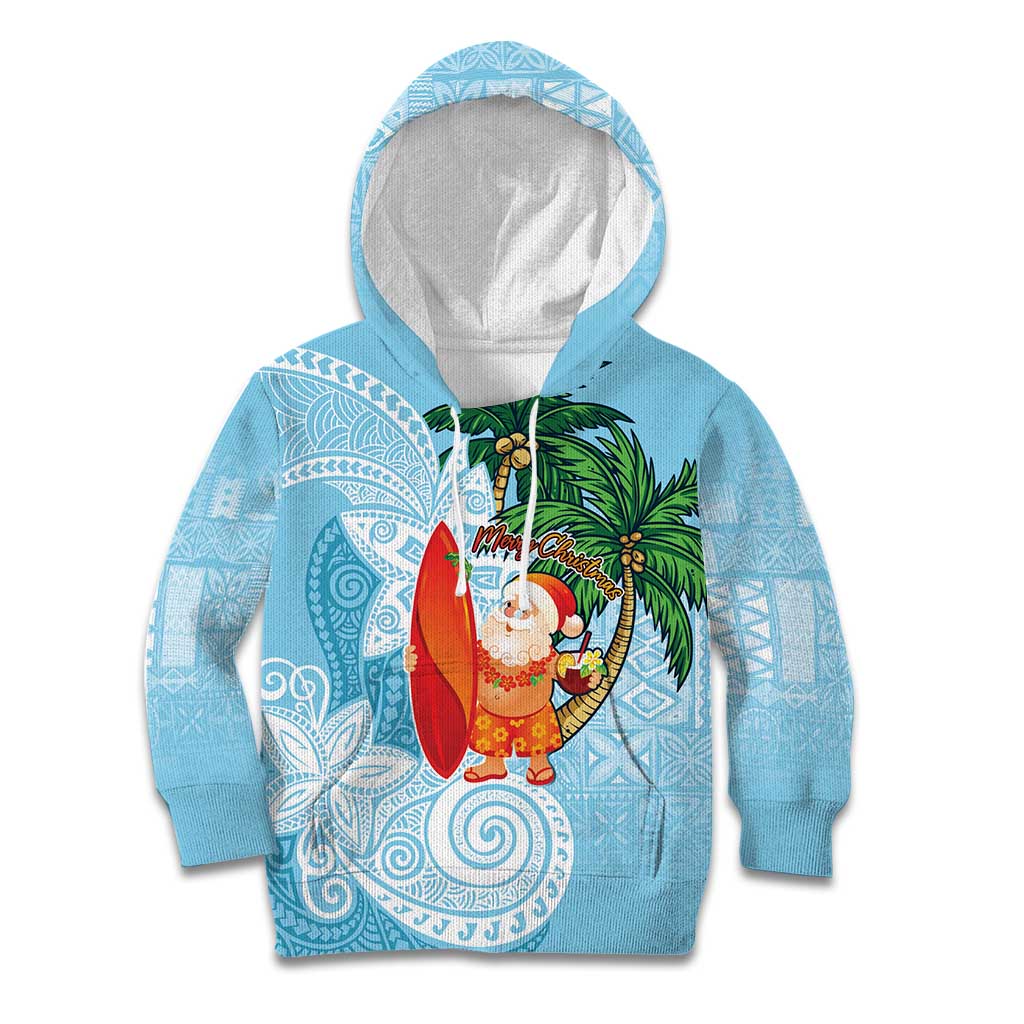 Polynesian Kid Hoodie Tropical Santa - Plumeria Turquoise Vintage LT7 Hoodie Turquoise - Polynesian Pride