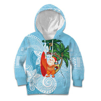 Polynesian Kid Hoodie Tropical Santa - Plumeria Turquoise Vintage LT7 Hoodie Turquoise - Polynesian Pride