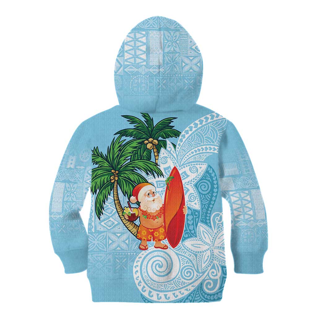 Polynesian Kid Hoodie Tropical Santa - Plumeria Turquoise Vintage LT7 - Polynesian Pride