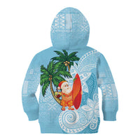 Polynesian Kid Hoodie Tropical Santa - Plumeria Turquoise Vintage LT7 - Polynesian Pride